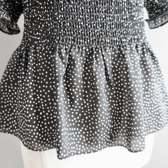 Max Studio Polka Dot Square Neck Black & White Top - Picture 6 of 13